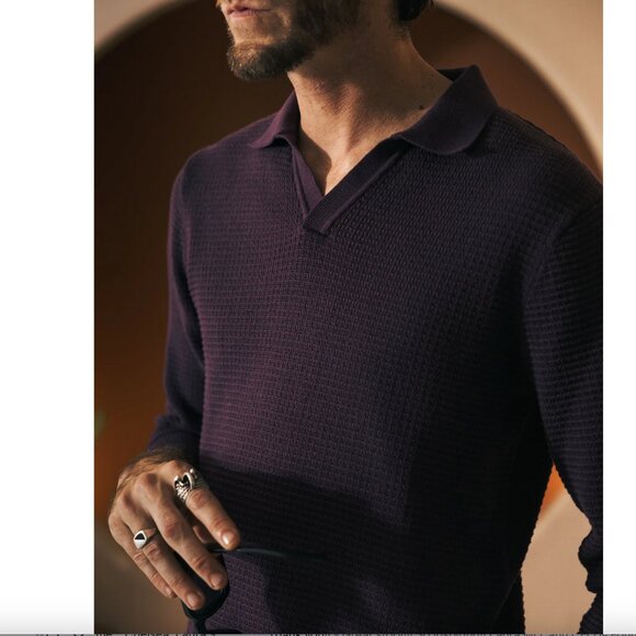 NEW Sweater Knit Polo (The Sebastian Long Sleeve Polo - Amethyst) - Picture 2 of 8